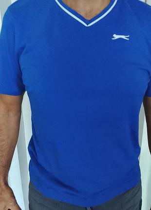 Футболка чоловіча slazenger синя з v-подібним вирізом