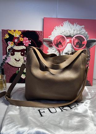 Сумка furla capriccio hobo шкіра оригінал бежева карамель