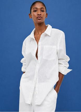 Хлопковая рубашка свободного кроя h&m