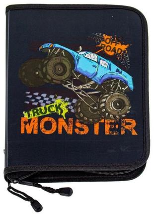 Папка для зошитів а5 на блискавці, пластикова папка для хлопчика "monster truck" 5629-26c class