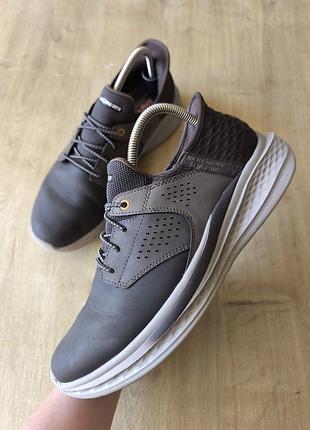 Фирменные мужские кожаные кроссовки  skechers, модель 2024 года, р.44.