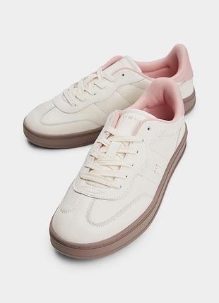 Шкіряні кеди пудрово-рожевого кольору tommy hilfiger (модель premium heritage sneaker)