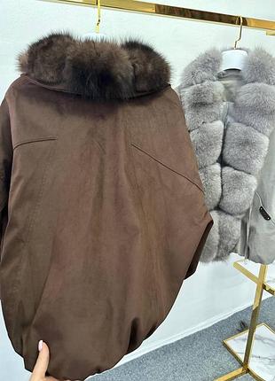 Теплий замшевий бомбер с песцем 6
