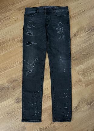Джинси marcelo burlon slim fit, чорні, розмір 33