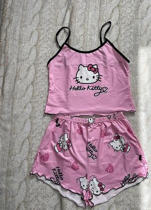 Жіноча піжама майка і шорти нова hello kitty s-m