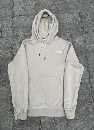 Оригінальне бежеве худі the north face з принтом на спині (l)