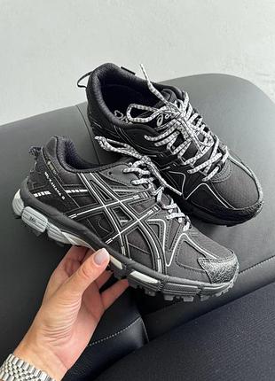Утеплені жіночі кросівки asics gel-kahana 8 gore-tex termo black grey асікс чорного з сірим кольорів термо