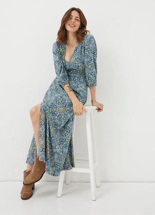 Віскозна міді сукня fatface blue rene aztec texture