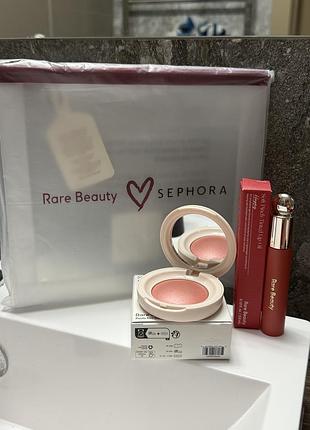 Подарунковий набір rare beauty, румʼяна ,помада та косметичка