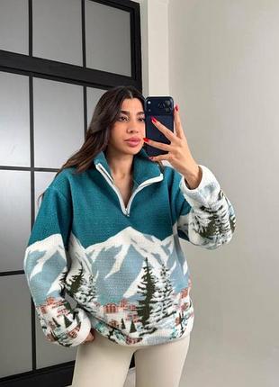 Світшот вільного крою  із приємного до тіла штучного хутра на флісі