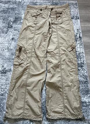 Жіночі бежеві штани брюки карго river island розмір 12/l y2k бавовна 100%