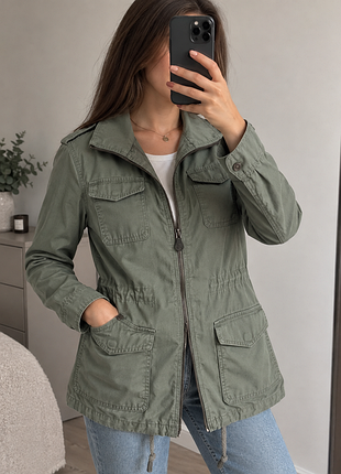 Женская куртка парка h&amp;m divided хаки xs 34 демисезонная