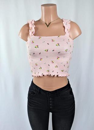 Рожевий топ forever 21 з квітковим принтом 🌸