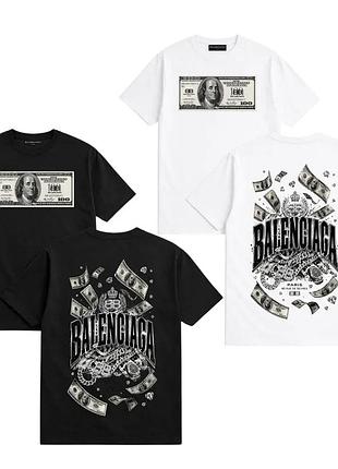 Футболка balenciaga оверсайз з бірками чорна біла