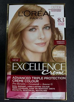 Сяючий блонд без компромісів: фарба l'oréal excellence crème (8.3 золотистий блонд)