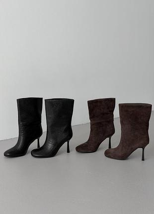 Демисезонные ботильоны с расширенным мысом TM️ fabio monelli (фабио монели), натуральная кожа/велюр