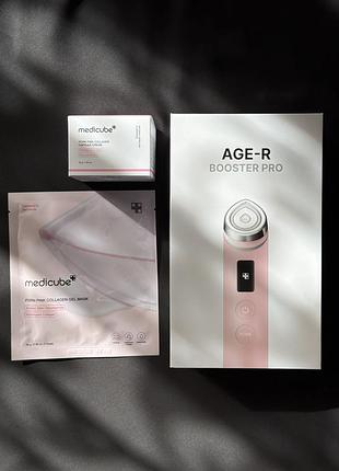Косметологічний апарат для догляду за шкірою medicube age-r booster pro рожевий + подарунки