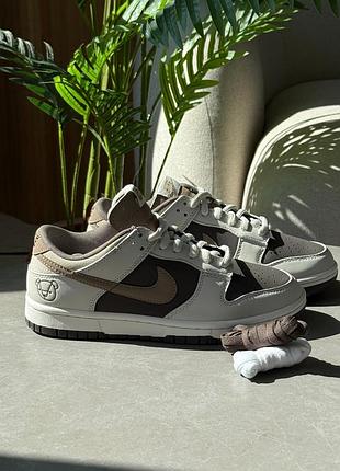 Кроссовки nike dunk low beige brown bear