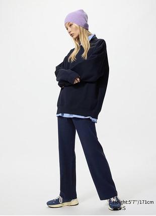 Трикотажні штани в рубчик на високий зріст uniqlo washable knit ribbed trousers (longer)