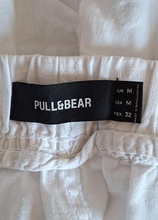 Белые льняные шорты pull &amp; bear размер м лен 100% 4