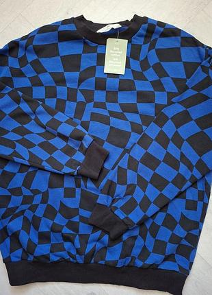 Новий теплий світшот h&m у шахову клітинку, 158/164 р.