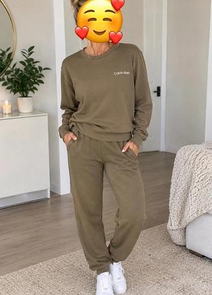 Calvin klein s m 36 38 спортивный костюм повседневный оливковый