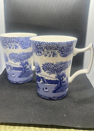 Порцелянові кружки моделі spode blue italian cottage mug у фірмовому біло-блакитному стилі з пасторальним пейзажем