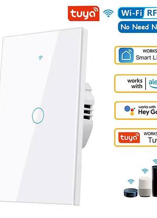 Розумний wifi/433mhz сенсорний вимикач світла tuya, 1 канал, білий