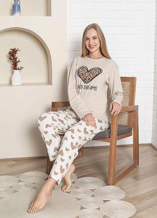 Пижама женская хлопок интерлок бежевая u8537 xl