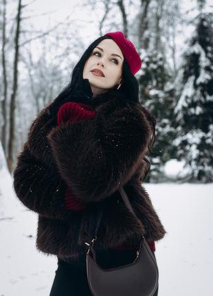 Коричнева шубка🤎 4