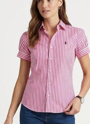 Стильная летняя рубашка в полоску ralph lauren sport (оригинал) размер xs,s