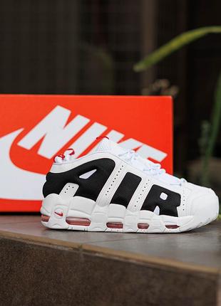Кросівки nike air more uptempo low white black red 🤍