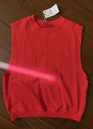 Свитшот без рукавов с небольшим начессом zara оверсайз
