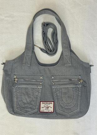 Сумка true religion horseshoe stitch джинсова, голубий денім