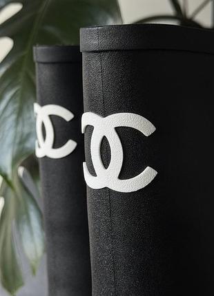 Резиновые сапоги в стиле chanel черные 36-38