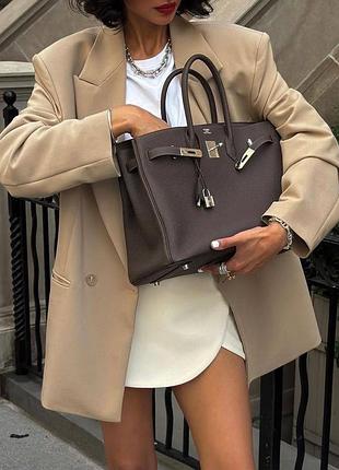 Коричнева сумка биркин hermes birkin 30 platinum hardware
