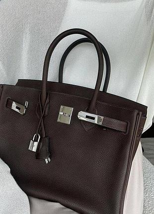 Коричнева сумка биркин birkin 30 platinum hardware 5