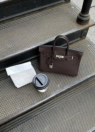 Коричнева сумка биркин birkin 30 platinum hardware 4