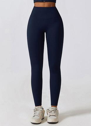 Лосины однотонные танцевальные женские push up эффект темно-синие 9033 2xl (54-56)