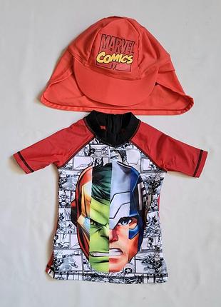 Комплект кепка та футболка для пляжу сонцезахисна супер герої marvel англія на 3-4