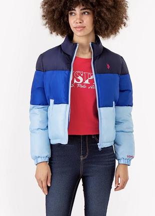 Коротка жіноча дута синьо-блакитна куртка u.s. polo assn. xs