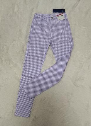 Стильні джинси скіні в бузкову клітинку sinsay (high waist skinny)
