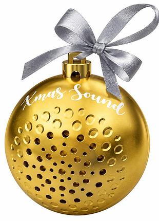 Портативная bluetooth колонка sbs music hero xmas sound 3w в виде новогоднего шарика, золотистая