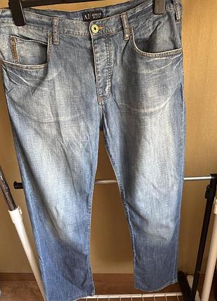 Мужские светло-синие джинсы armani jeans j21 (100% хлопок) — размер m-l