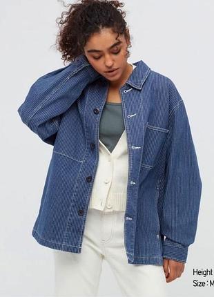 Джинсова куртка - сорочка жыноча uniqlo денім унісекс m l