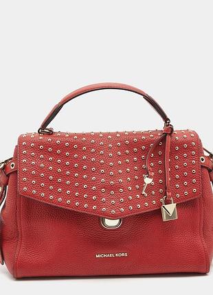 Michael kors red leather medium studded