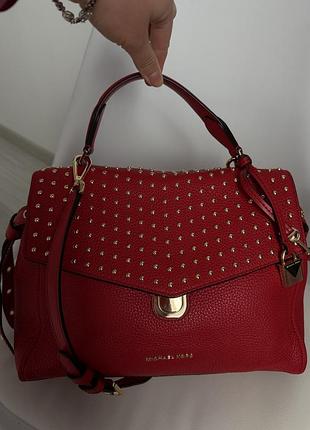Michael kors red leather medium studded 2