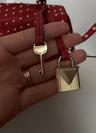 Michael kors red leather medium studded 8
