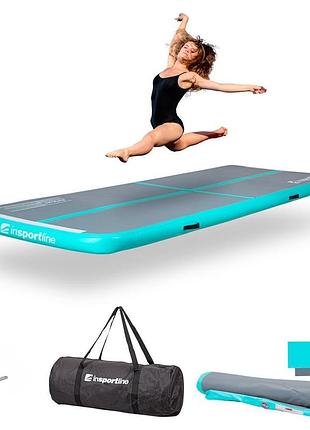 Килимок надувний insportline airstunt 400x100х10 см, сіро-бірюзовий