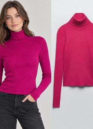 Эластичный вязаный  гольф свитер цвета фуксии zara